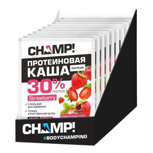 Каша протеиновая Champ льняная клубничная с коэнзимом Q10 шоубокс 10 шт по 40 г в Народная Семья