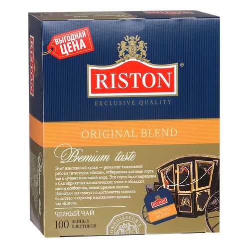 Чай черный Riston original blend байховый цейлонский мелкий 100 пакетиков в Народная Семья