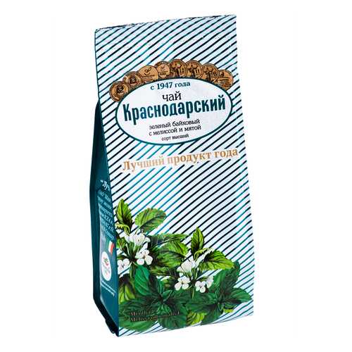 Чай Краснодарский С мелиссой и мятой, зеленый листовой с добавками, 100 гр в Народная Семья