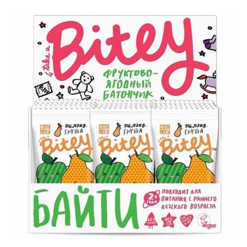 Батончик Фруктово-ягодный Bitey Яблоко-Груша 30 штук 25гр в Народная Семья