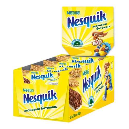 Злаковый батончик Nesquik с шоколадом 24 штуки по 25 г в Народная Семья