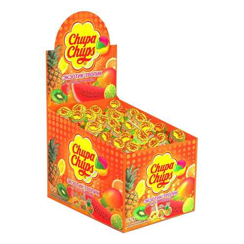 Карамель Chupa Chups экзотик-тропик ассорти 12 г 100 штук в Народная Семья