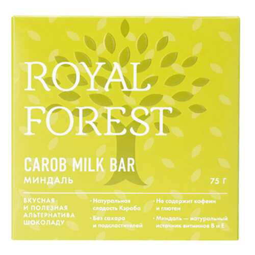 Шоколад Миндаль Carob milk bar Royal Forest 75 г в Народная Семья