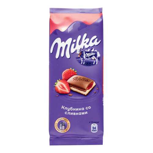 Шоколад молочный Milka клубника со сливками 90 г в Народная Семья