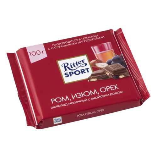 Шоколад молочный Ritter Sport ром изюм орех 100 г в Народная Семья