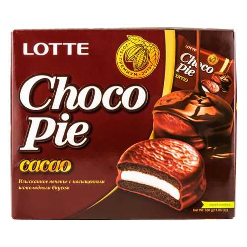 Печенье Lotte choko pie cacao с насыщенным шоколадным вкусом 336 г в Народная Семья