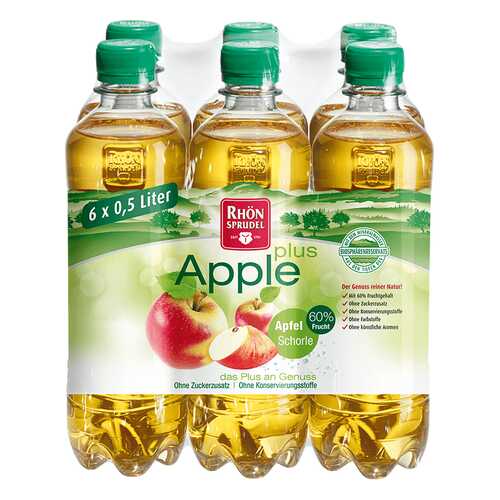 Минеральная вода с яблочным соком без сахара Rhon Sprudel «Apple Plus» 0.5 л, 6 шт в Народная Семья